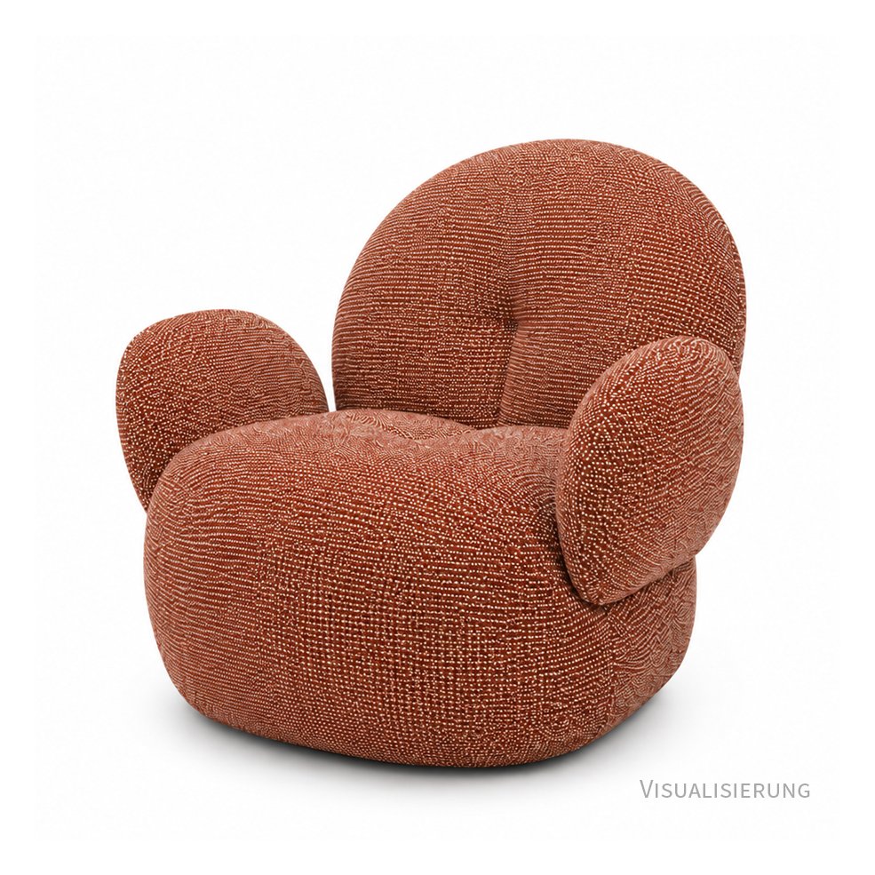 Nana Love Seat Petite in rostrotem Stoff Sahco Safire 0013, drehbar, schräg von vorn