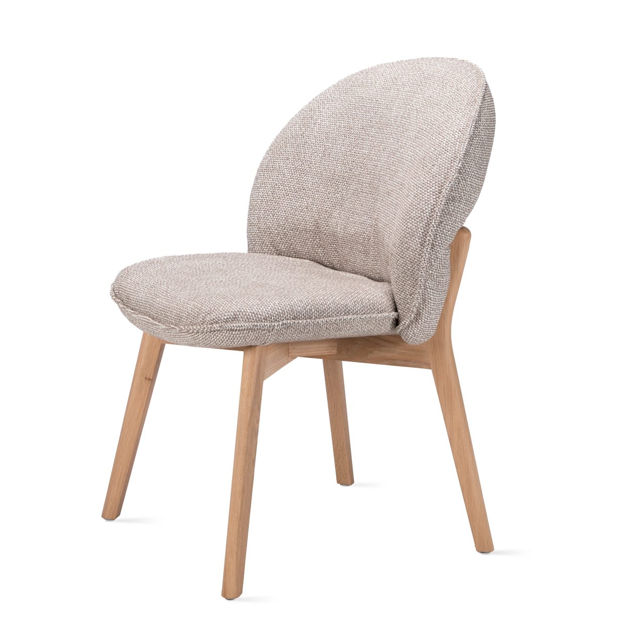 Marie Chair in hellgrauem Stoff Safire 0004 mit Holzgestell aus Eiche, schräg von vorn