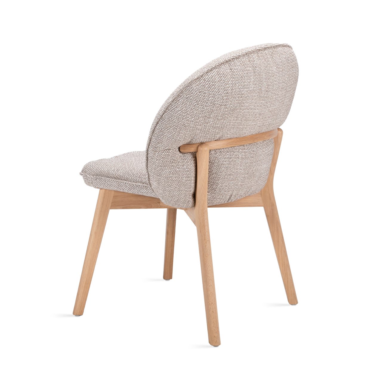 Marie Chair in hellgrauem Stoff Safire 0004 mit Holzgestell aus Eiche, schräg von hinten