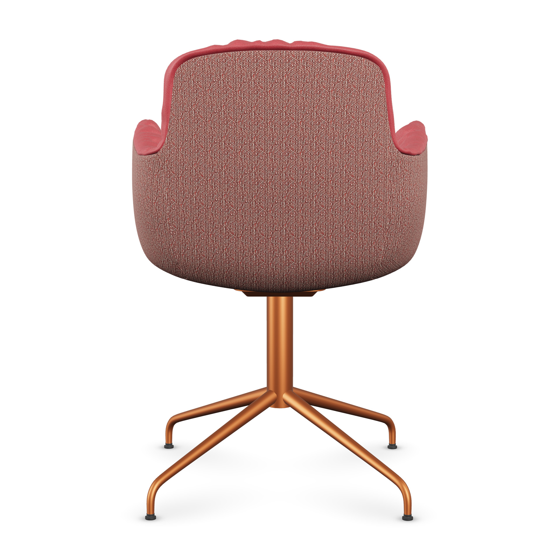 Leya Armchair High mit Rückseite in meliertem Stoff Safire 0013, Sternfuß in Kupfer, Rückansicht