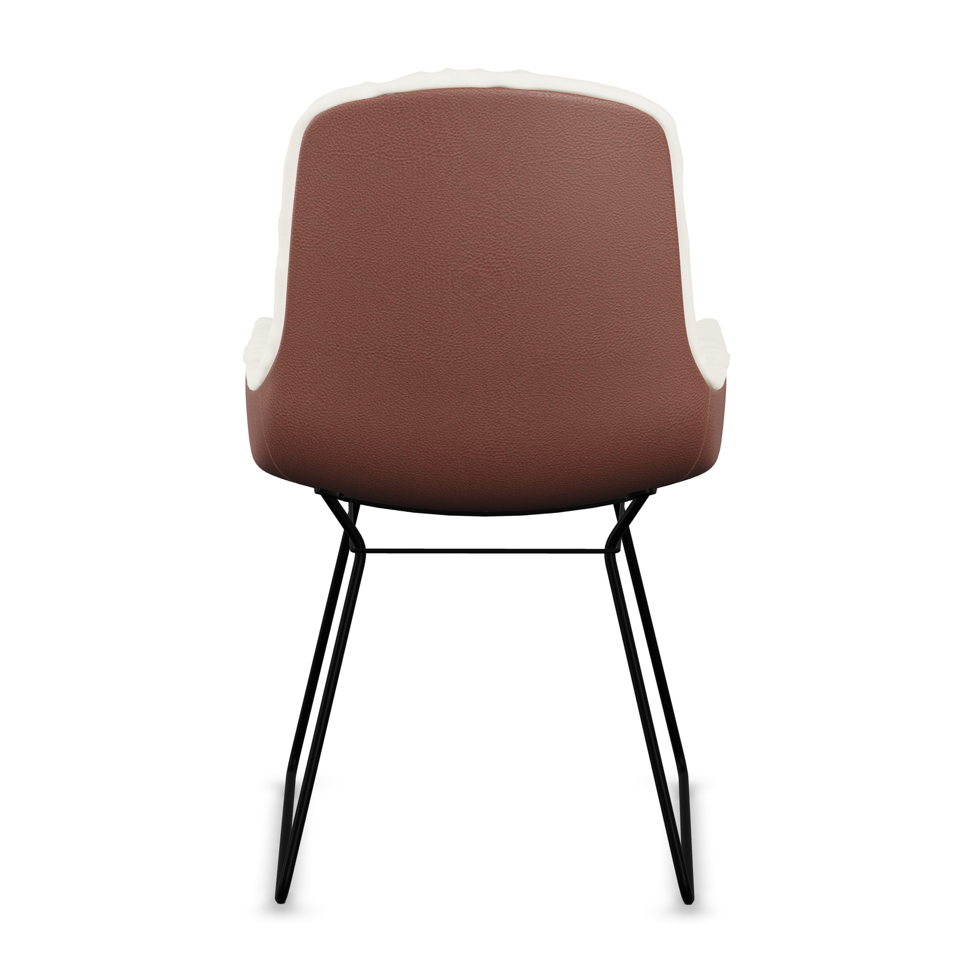 Leya Armchair Low mit Rückseite in braunem Leder Orient Kandis, schwarzes Drahtgestell, Rückansicht