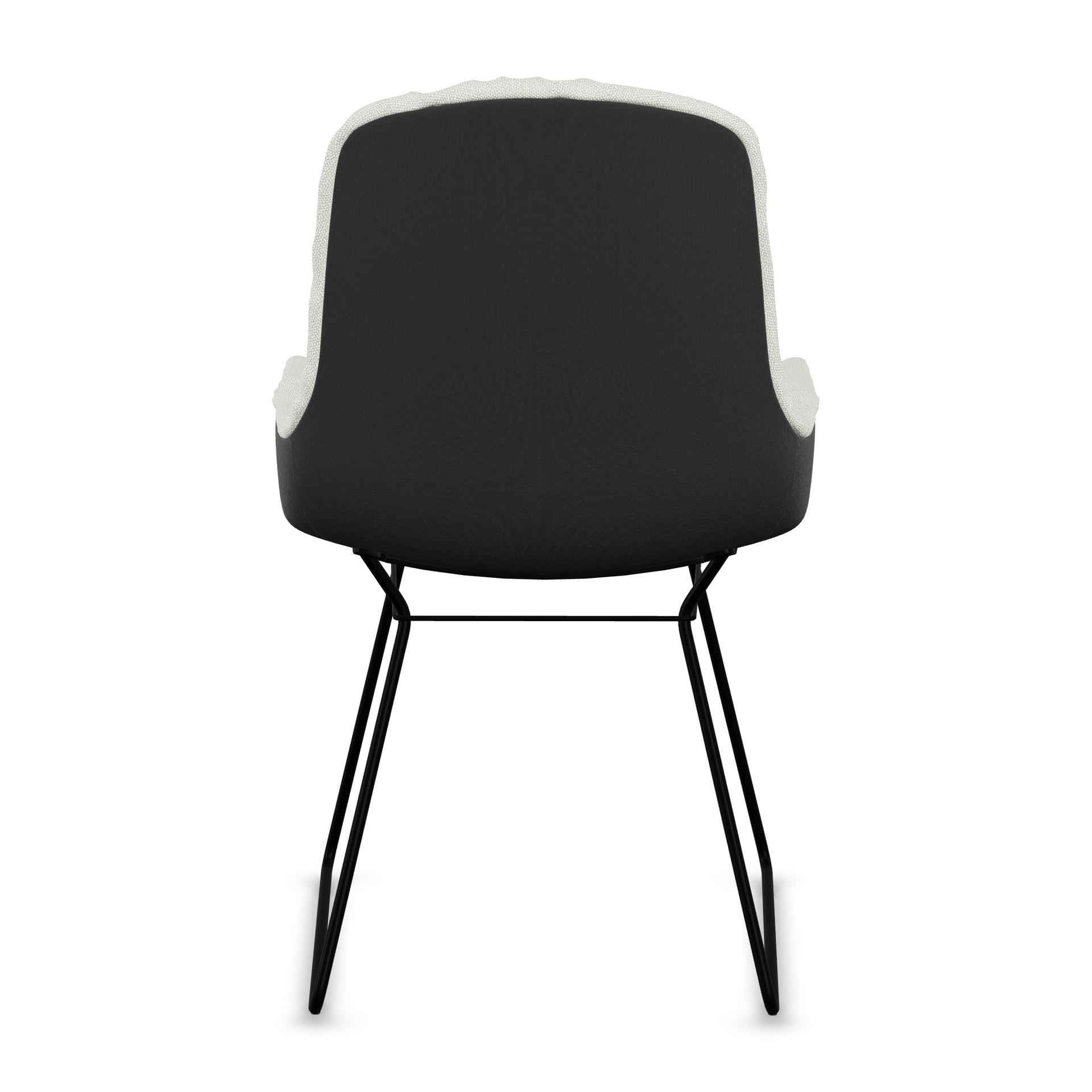 Leya Armchair Low mit Rückseite in schwarzem Stoff Adamo & Eva Nero, schwarzes Drahtgestell, Rückansicht