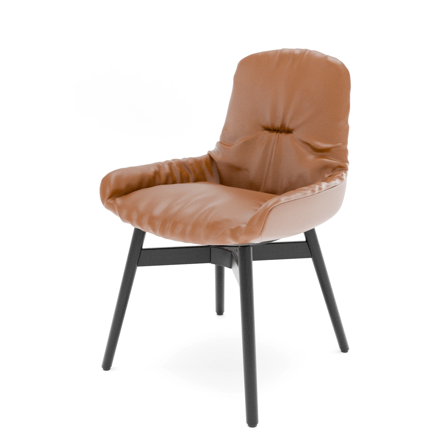 Leya Armchair Light Low - Aktion -10% - Leder Sahara cognac | Gestell Leya : Holz-Kreuzzarge schwarz 3.2.