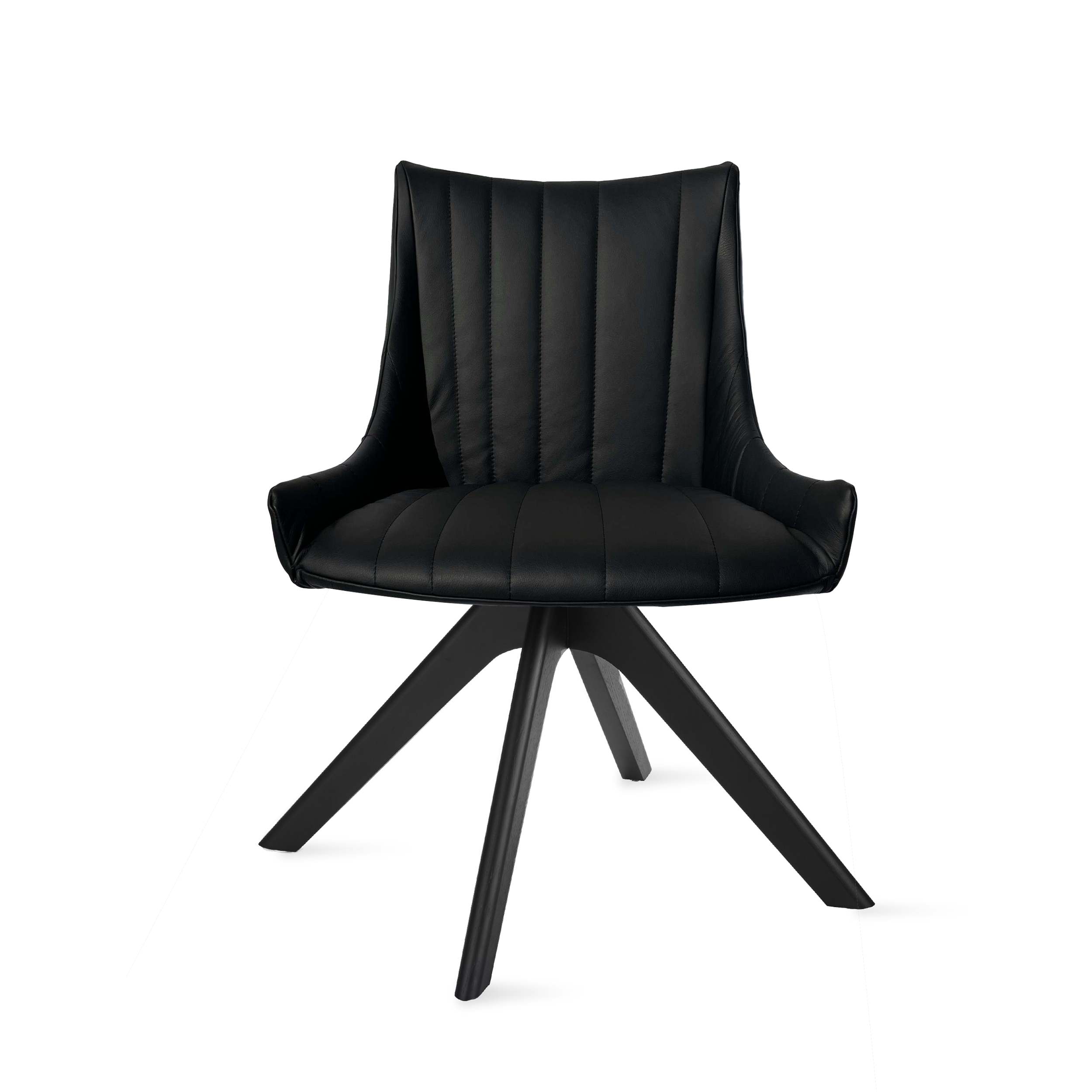 Rubie Armchair Low – Leder Sahara Ebony 60009 – Holzstativgestell Eiche schwarz