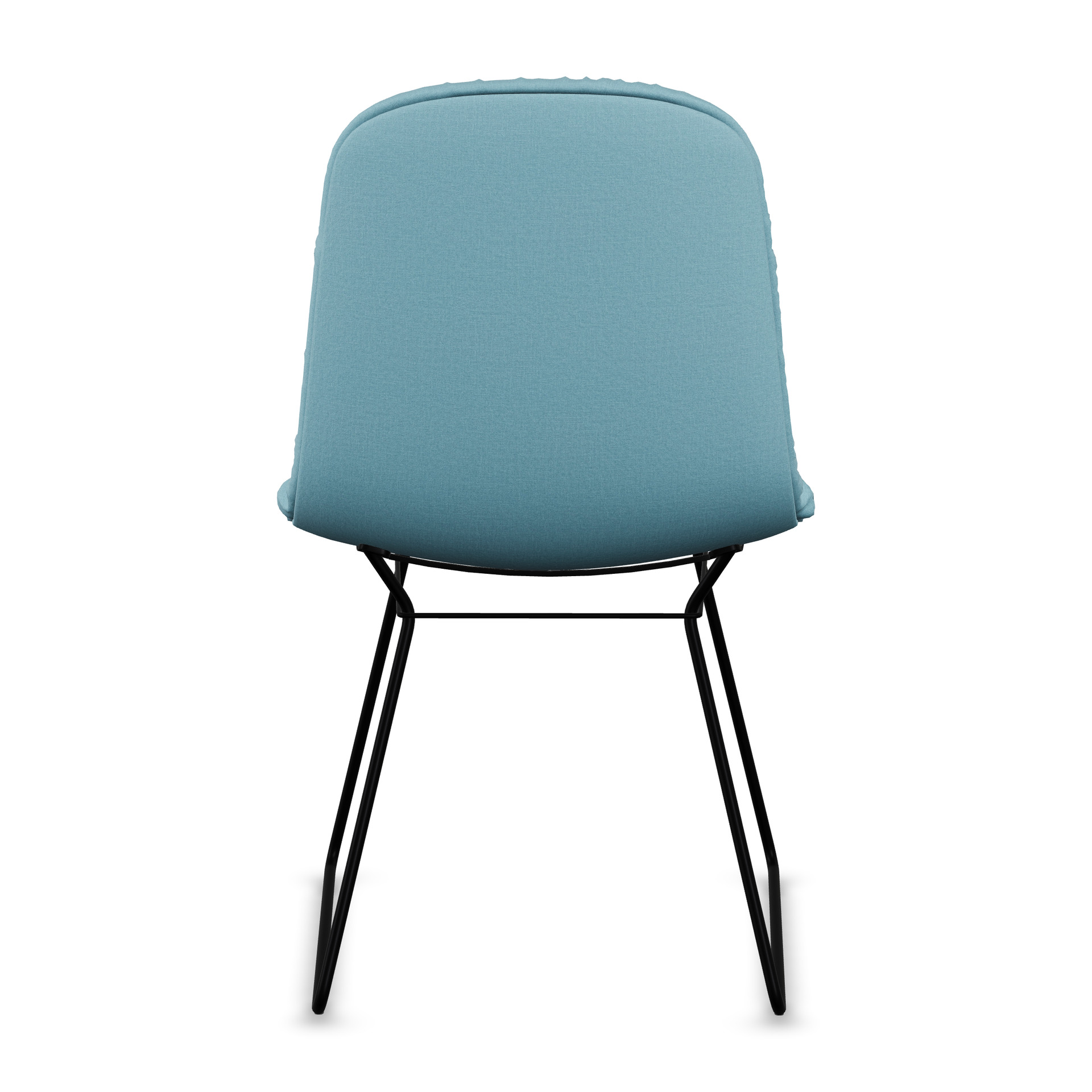 Leya Chair in hellblauem Stoff Smart Arctique mit schwarzem Drahtgestell, Rückansicht