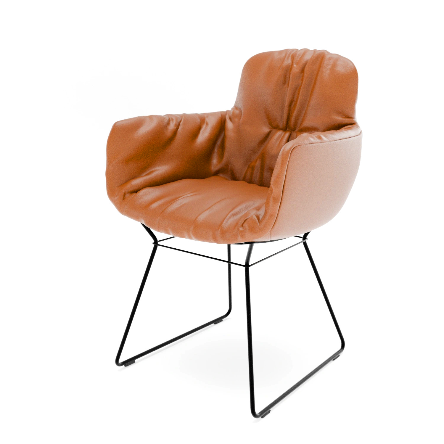 Leya Armchair High - limitierte Sonderaktion Leder Sensia - Drahtgestell cognac