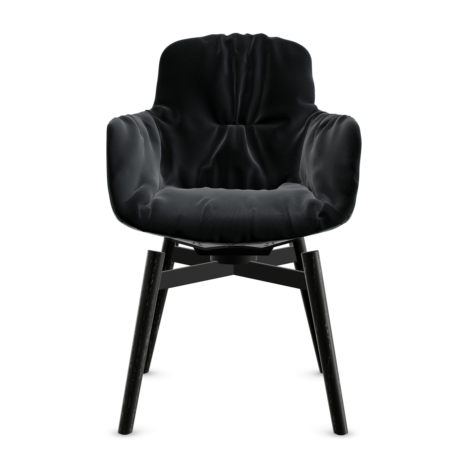 Leya Armchair High in anthrazitfarbenem Stoff Adamo & Eva Cactus mit schwarzem Holzgestell, Frontansicht