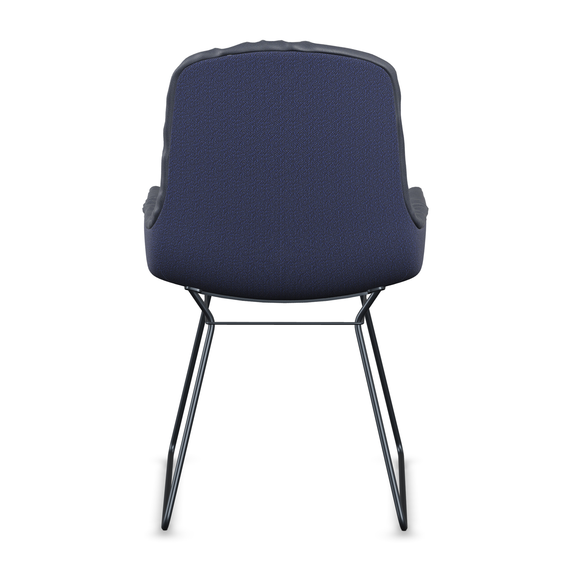 Leya Armchair Low mit Rückseite in blauem Stoff Safire 0011, Drahtgestell, Rückansicht