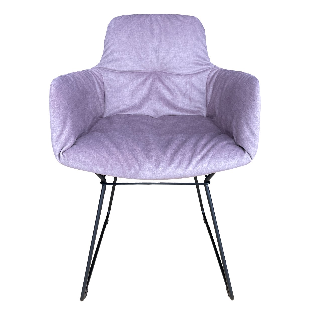 Leya Armchair High in fliederfarbenem Stoff Smart Tourterelle mit schwarzem Drahtgestell, Frontansicht
