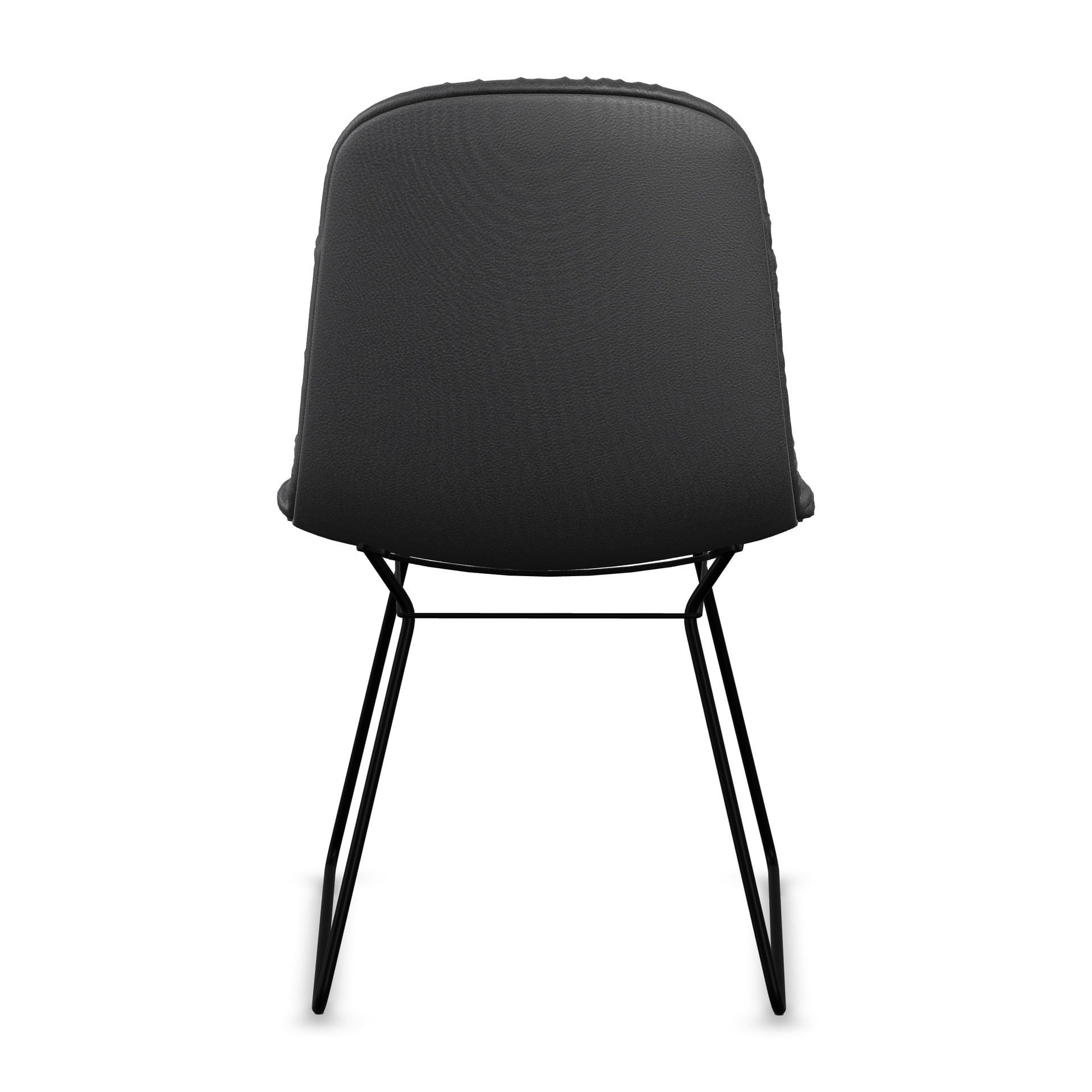 Leya Chair in schwarzem Leder Orient Ebony mit schwarzem Drahtgestell, Rückansicht