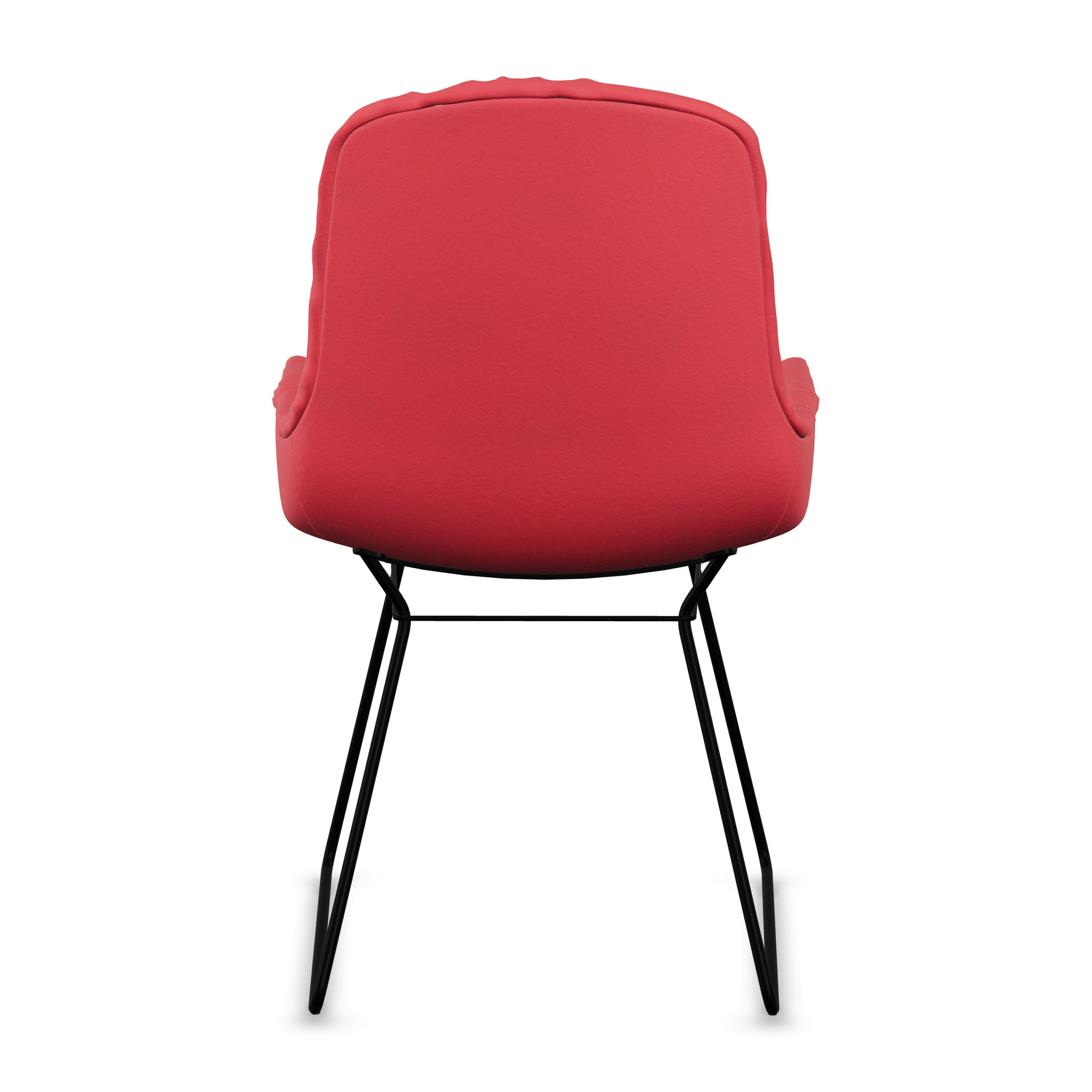 Leya Armchair Low in rotem Stoff Sahco Avalon 0052 mit schwarzem Drahtgestell, Rückansicht