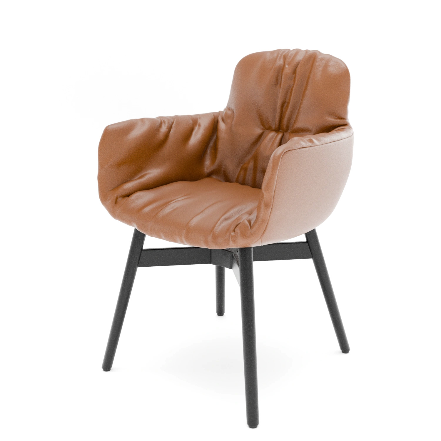 Leya Armchair High - Aktion -10% - Leder Sahara cognac | Gestell Leya : Holz-Kreuzzarge schwarz 3.2.