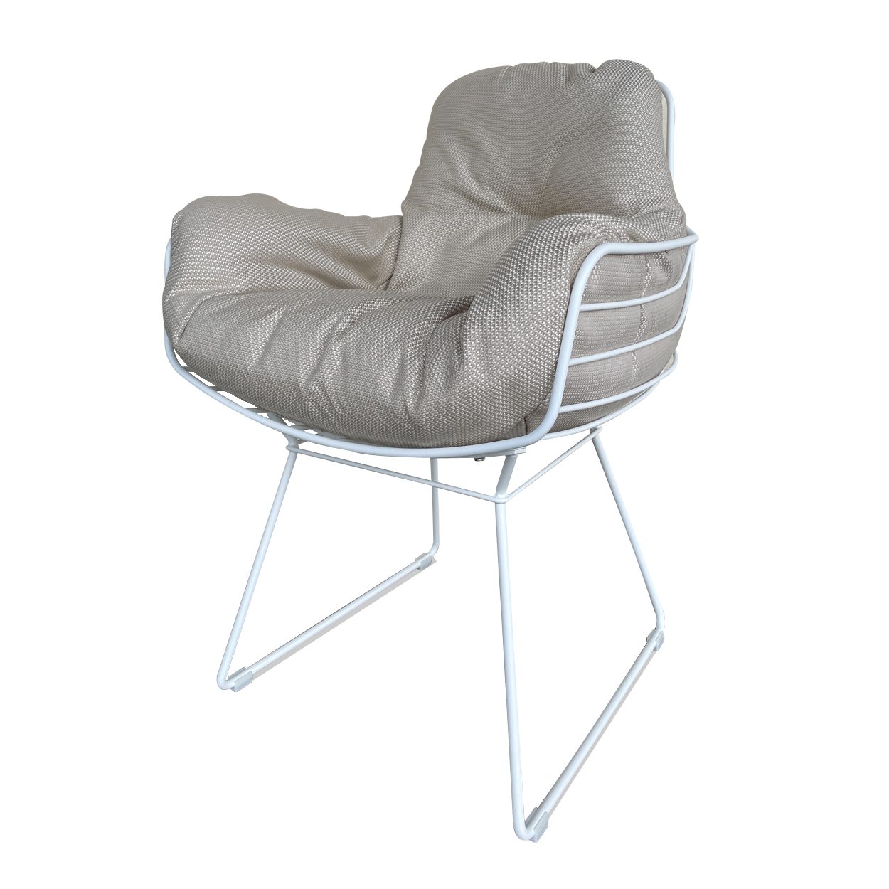 Leyasol Armchair High für draußen, Bezug Lopi Antique in Beige, Gestell weiß, schräg von vorn