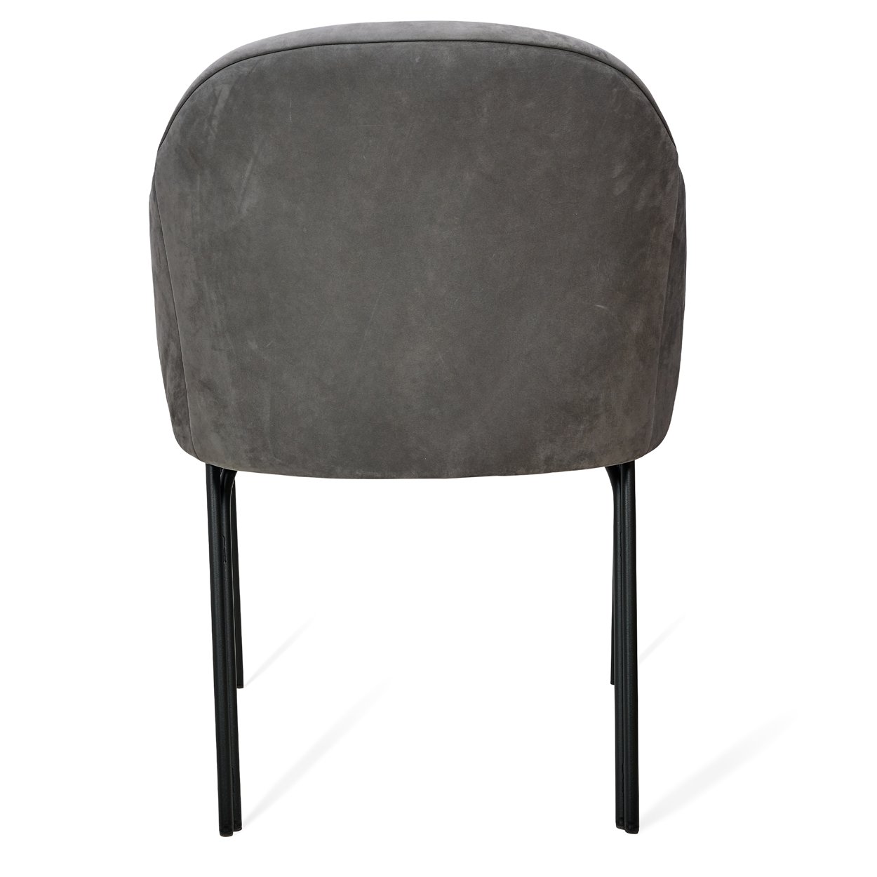 Celine Armchair High in grauem Leder Cayenne Anthracite mit schwarzem Gestell, Rückansicht