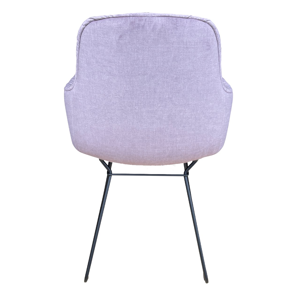 Leya Armchair High in fliederfarbenem Stoff Smart Tourterelle mit schwarzem Drahtgestell, Rückansicht