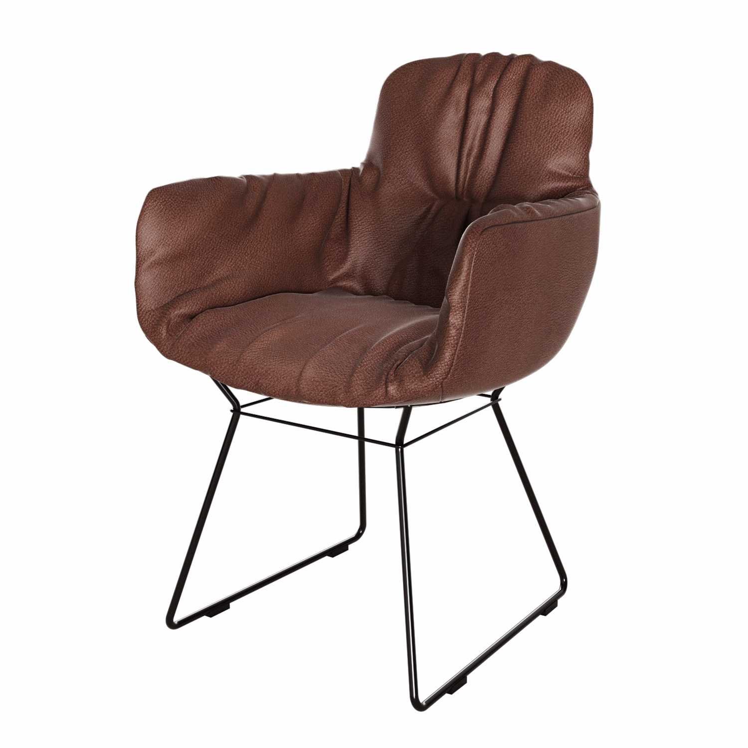 Leya Armchair High - limitierte Sonderaktion Leder Sensia - Drahtgestell haselnuß
