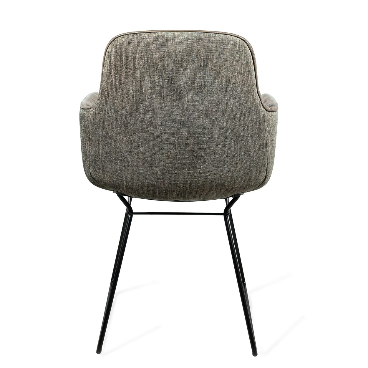 Leya Armchair High mit Rückseite in graugrünem Stoff Maple und schwarzem Gestell, Rückansicht