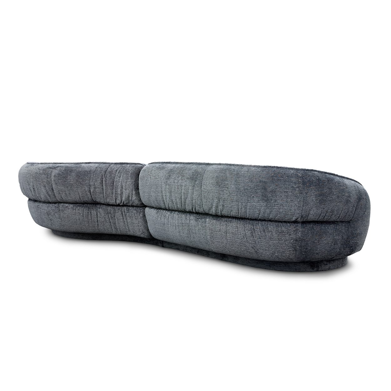Marie Sofa in blaugrauem Bezug Agus Navy, schräg von hinten