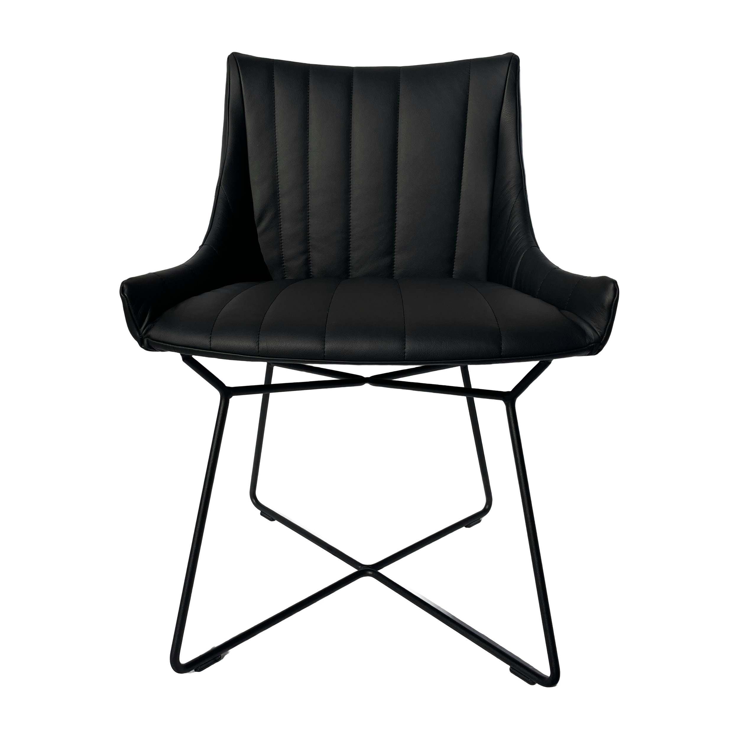 Rubie Armchair Low – Leder Sahara Ebony 60009 – Drahtgestell Tiefschwarz
