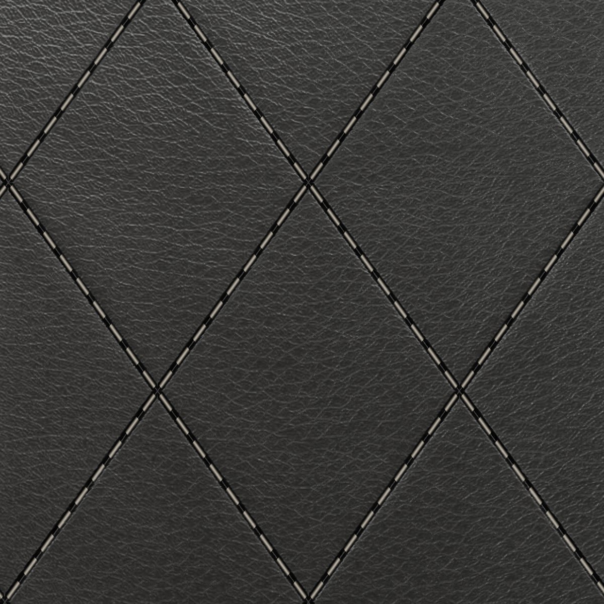 Leder Opium Ebony in Schwarz mit Rautensteppung, Nahaufnahme