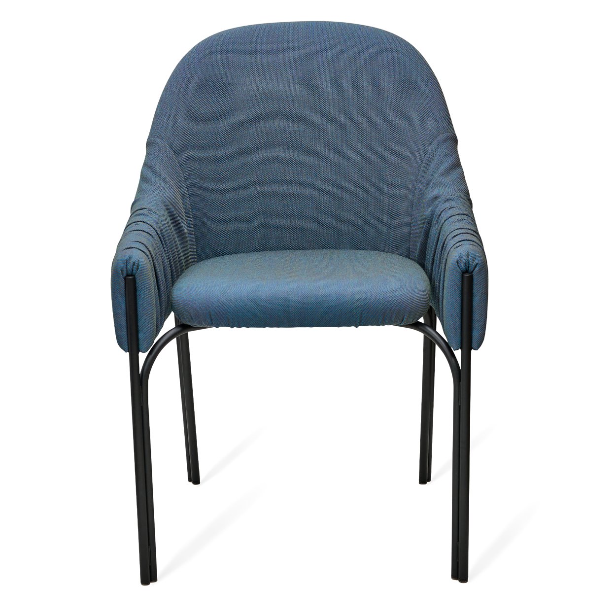 Celine Armchair Low in blauem Stoff Steelcut Trio mit schwarzem Gestell, Frontansicht