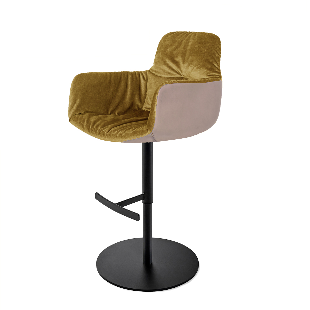 Leya Bar Armchair Low - Smart Mordore mit Leder Sahara Platino