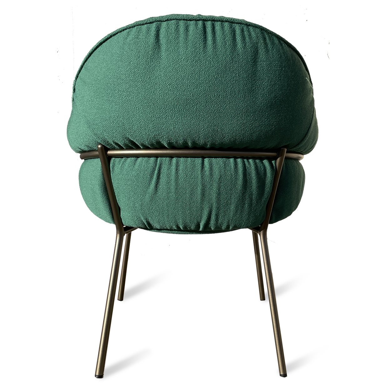 Marie Armchair Low Dining in grünem Stoff Vidar mit bronzefarbenem Gestell, Rückansicht