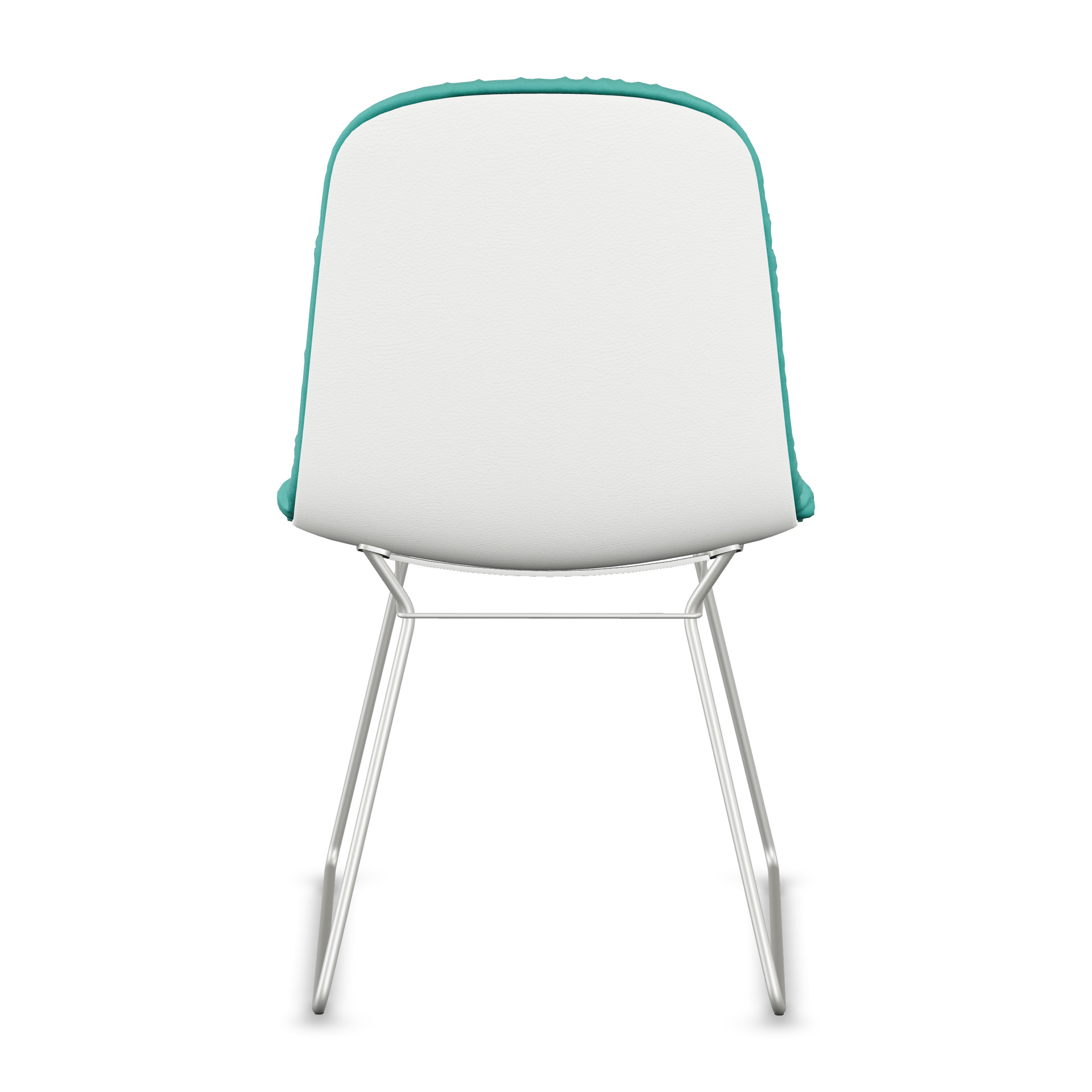 Leya Chair mit Rückseite in weißem Leder Orient Kristall, weißes Drahtgestell, Rückansicht