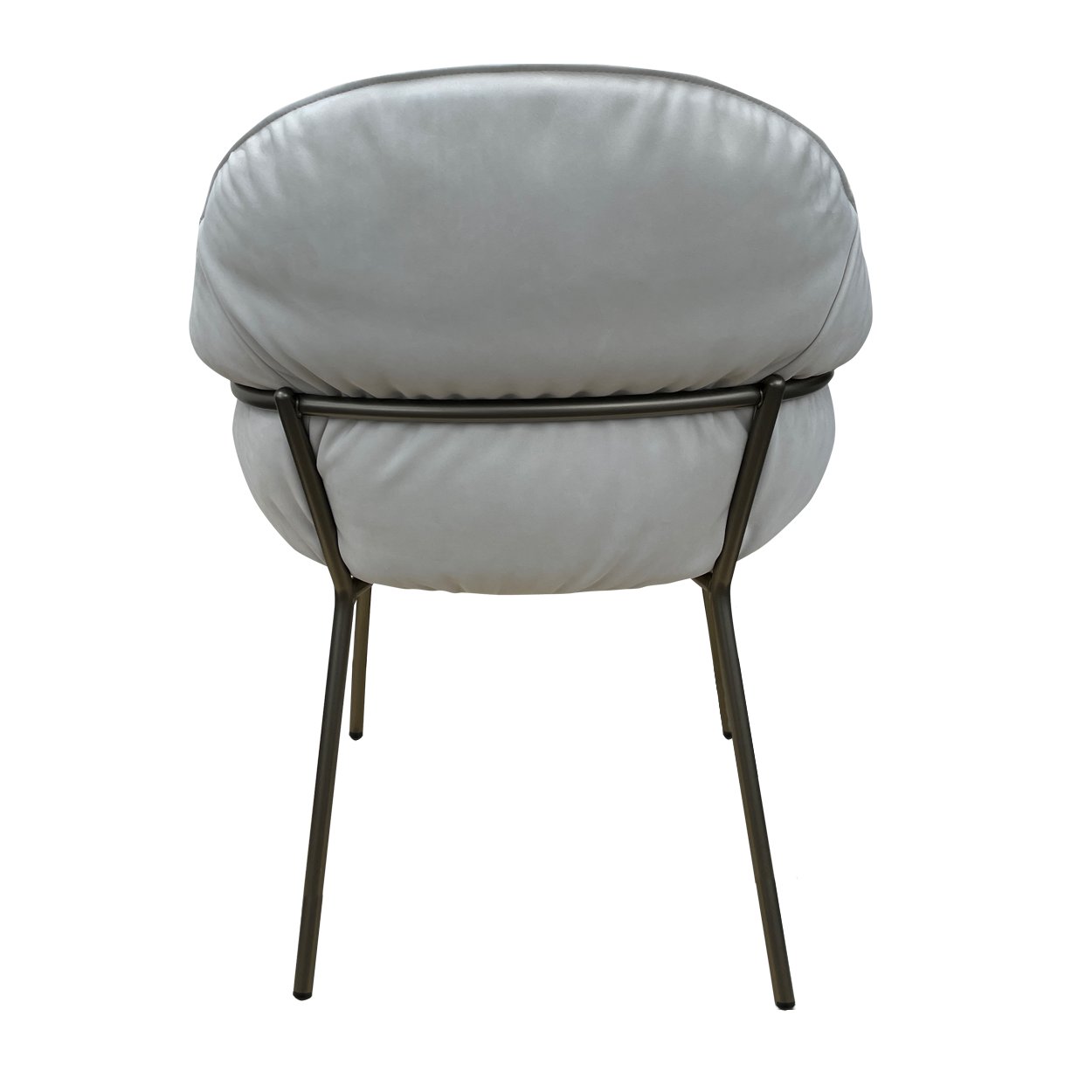 Marie Armchair in hellgrauem Leder Cayenne Moon mit Gestell in Bronze, Rückansicht