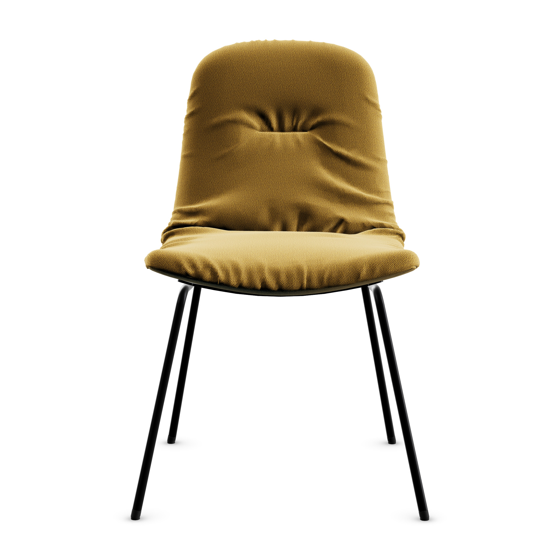 Leya Chair in senfgelbem Stoff Safire 0017 mit schwarzem Vierfußgestell, Frontansicht