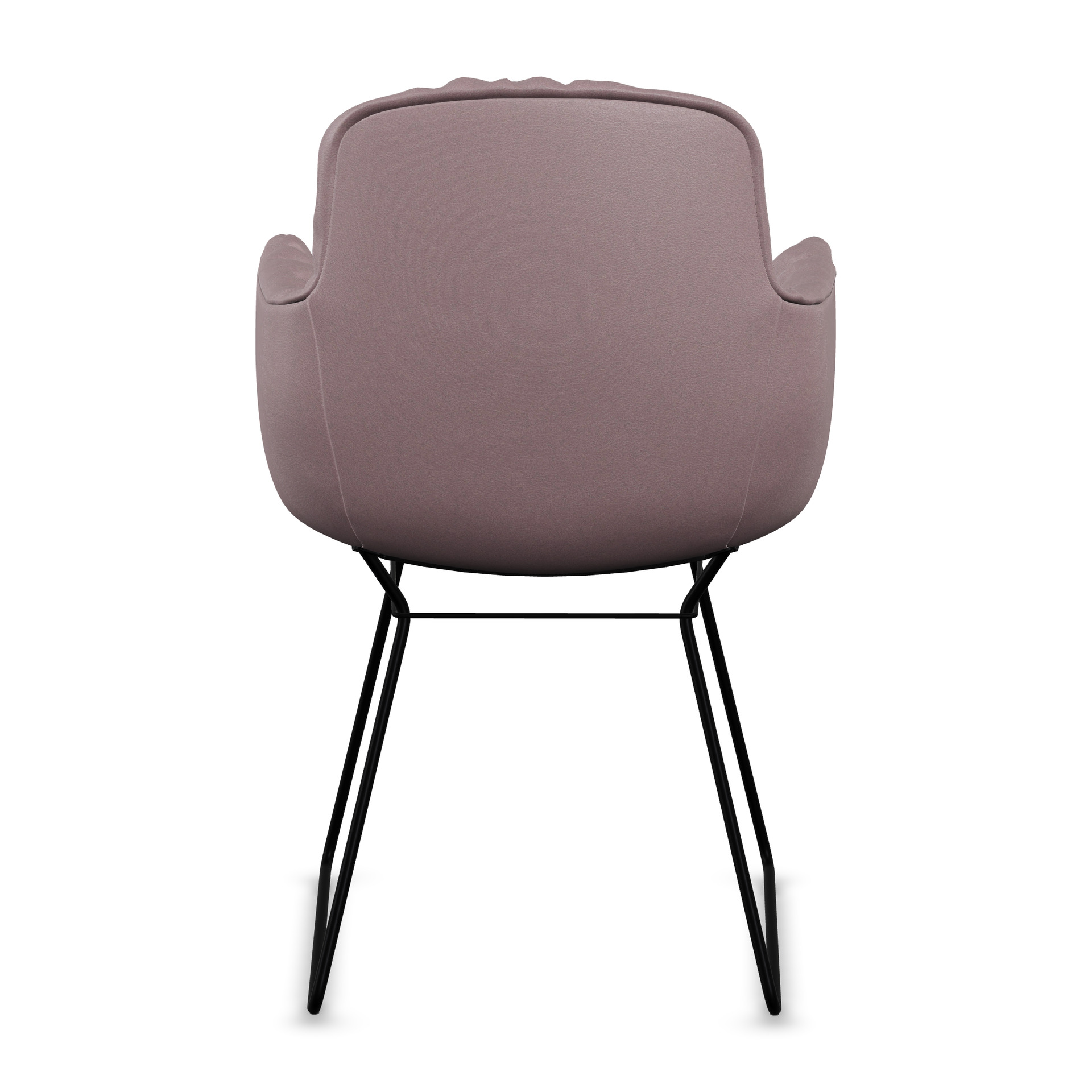 Leya Armchair High in graubraunem Leder Opium Plaza mit schwarzem Drahtgestell, Rückansicht