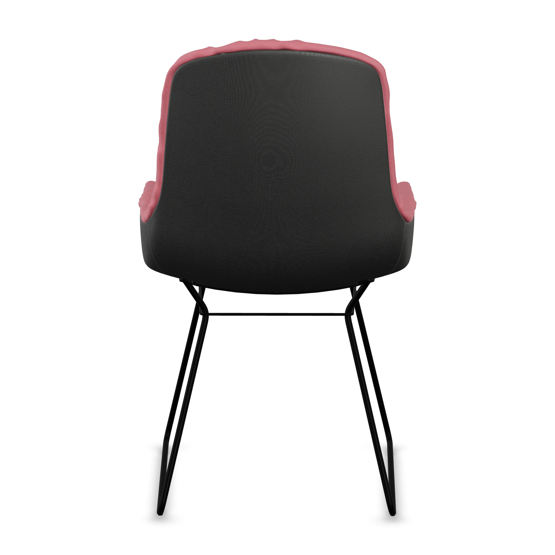 Leya Armchair Low mit Rückseite in schwarzem Leder Sahara Ebony, schwarzes Drahtgestell, Rückansicht