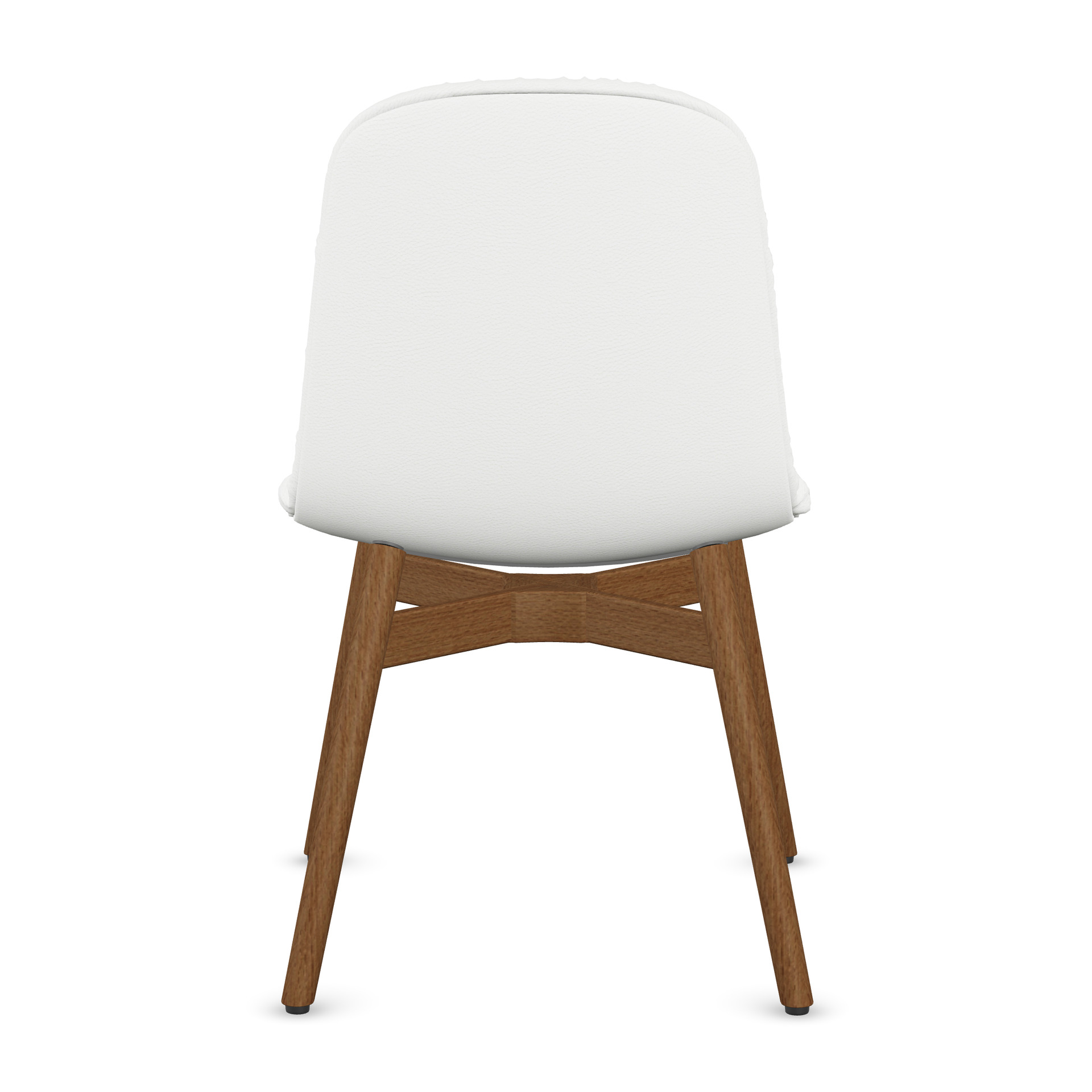 Leya Chair in weißem Leder Orient Kristall mit Holzgestell in Eiche, Rückansicht