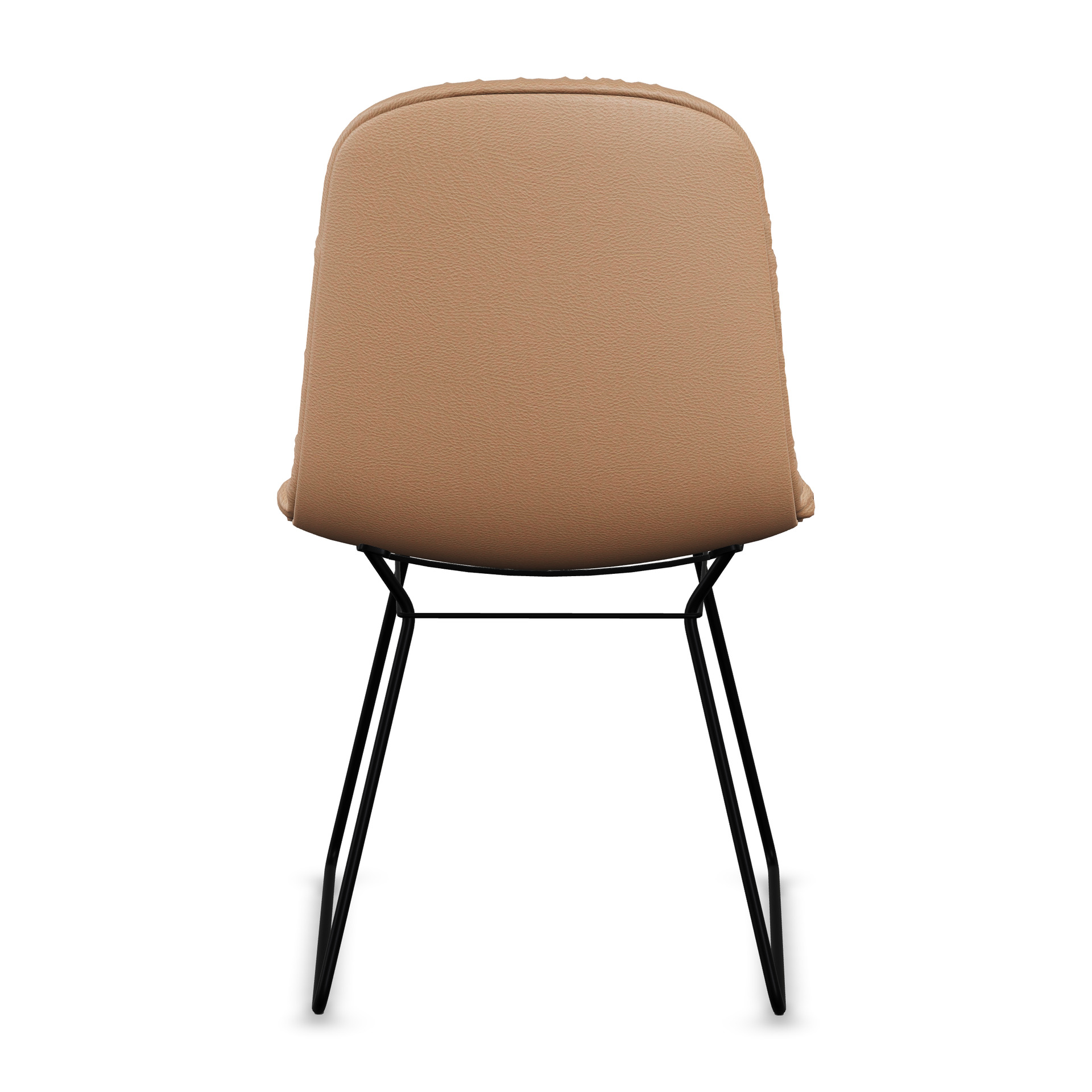 Leya Chair in hellbraunem Leder Orient Caramel mit schwarzem Drahtgestell, Rückansicht