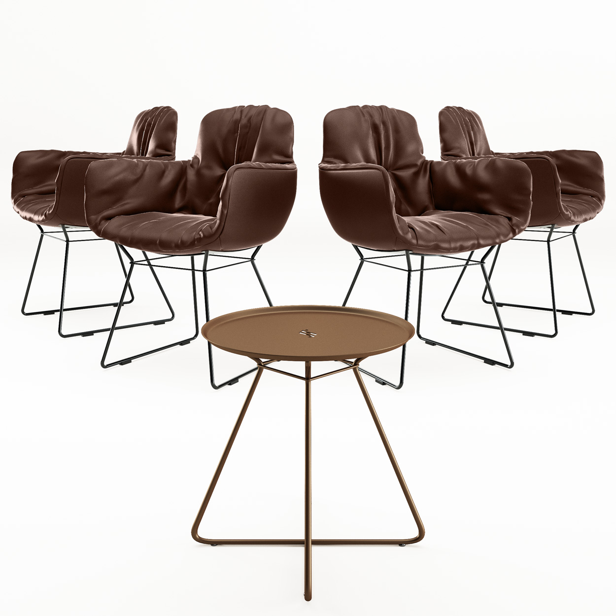  4x Leya Armchair High Coffee  + gratis Coffee Table S 