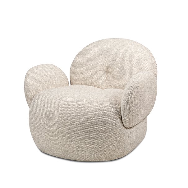 Nana Love Seat in cremefarbenem Stoff Monza 99, drehbar, schräg von vorn