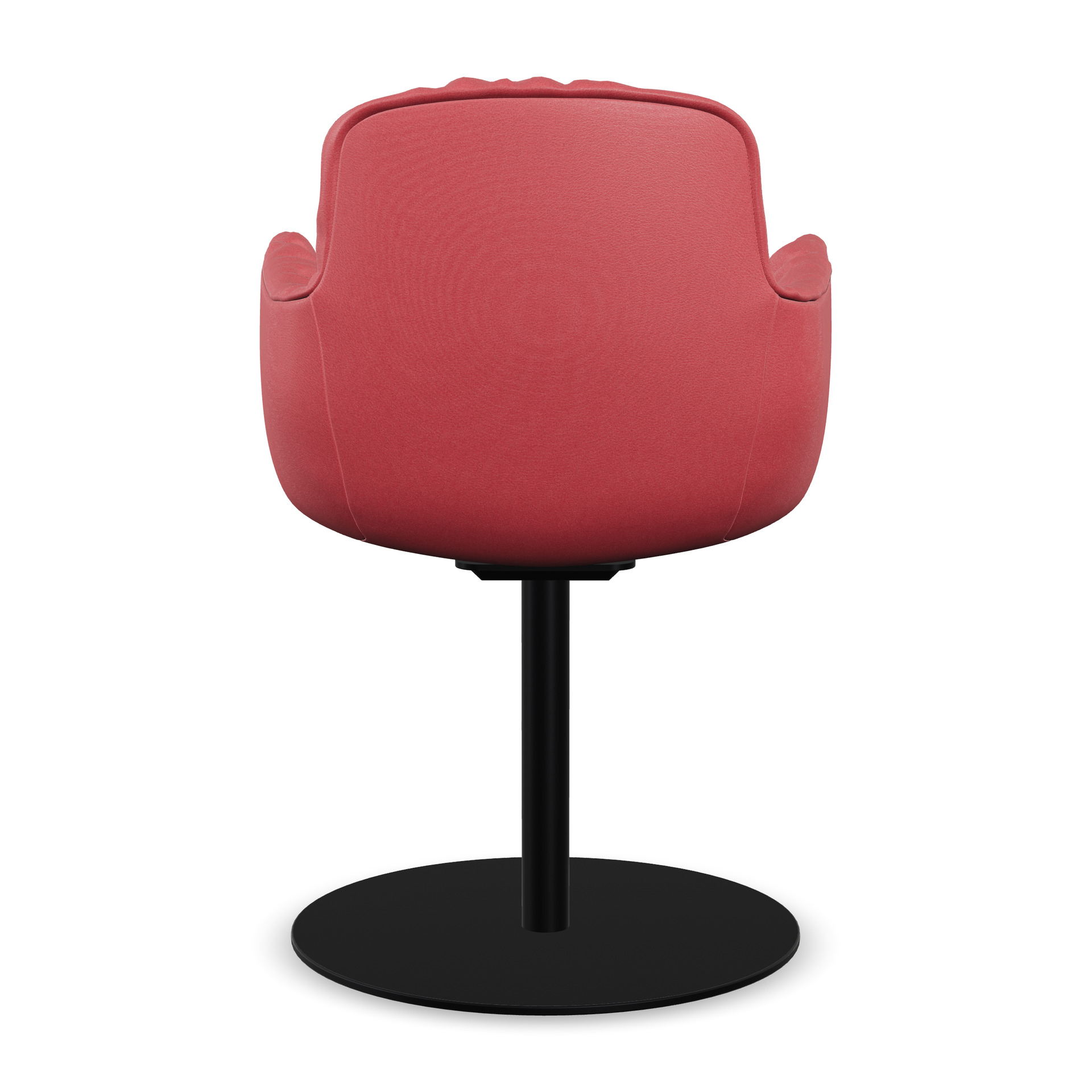 Leya Armchair High in rotem Leder Opium Vino mit schwarzem Tellerfuß, Rückansicht