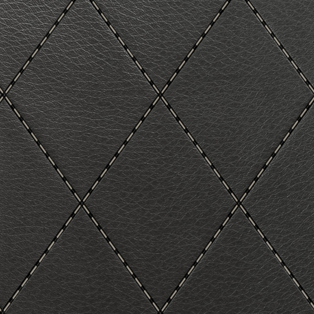 Leder Sahara Ebony in Schwarz mit Rautensteppung, Nahaufnahme