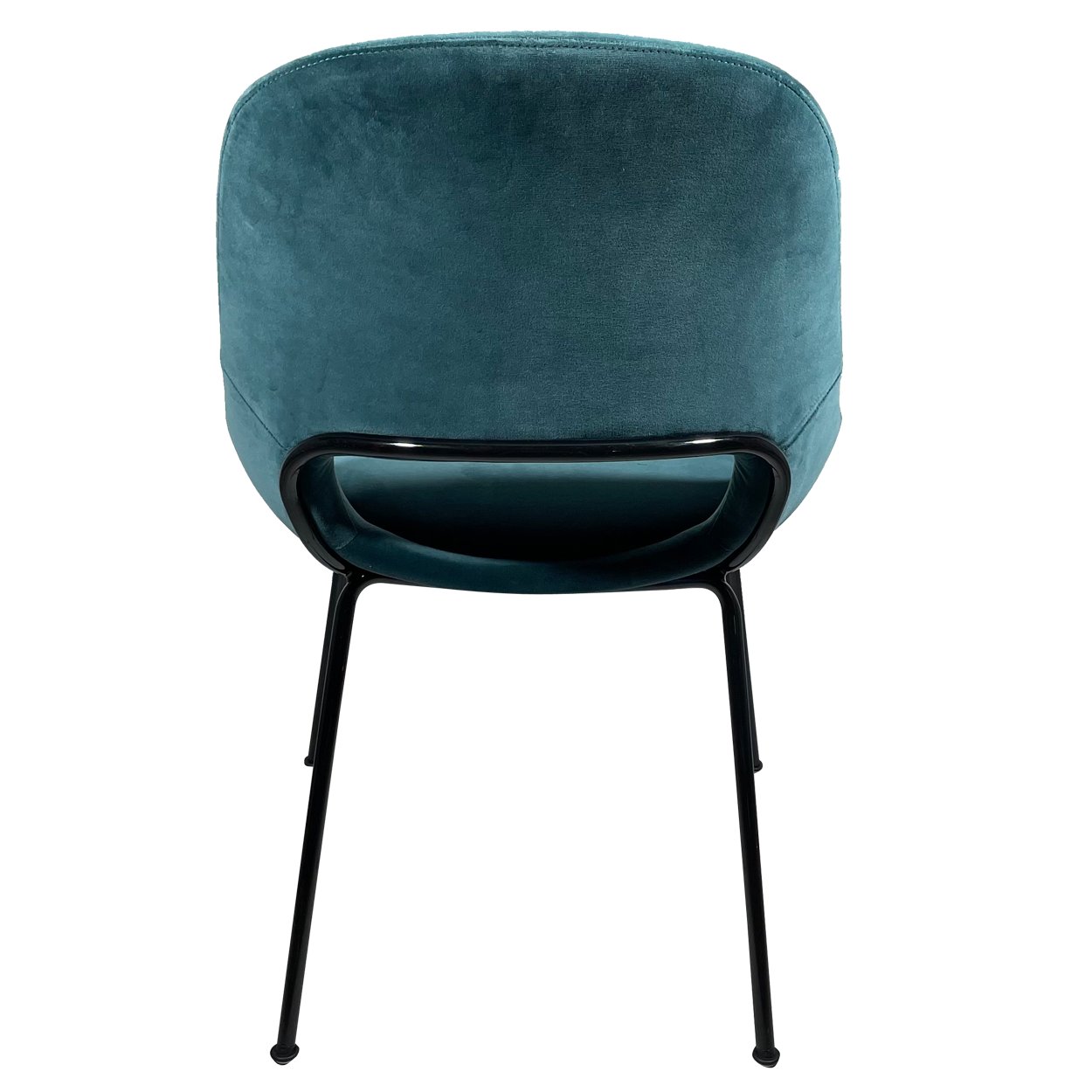 Theia Armchair Low in petrolfarbenem Samt Adamo & Eva 184 Petrolio mit schwarzem Gestell, Rückansicht