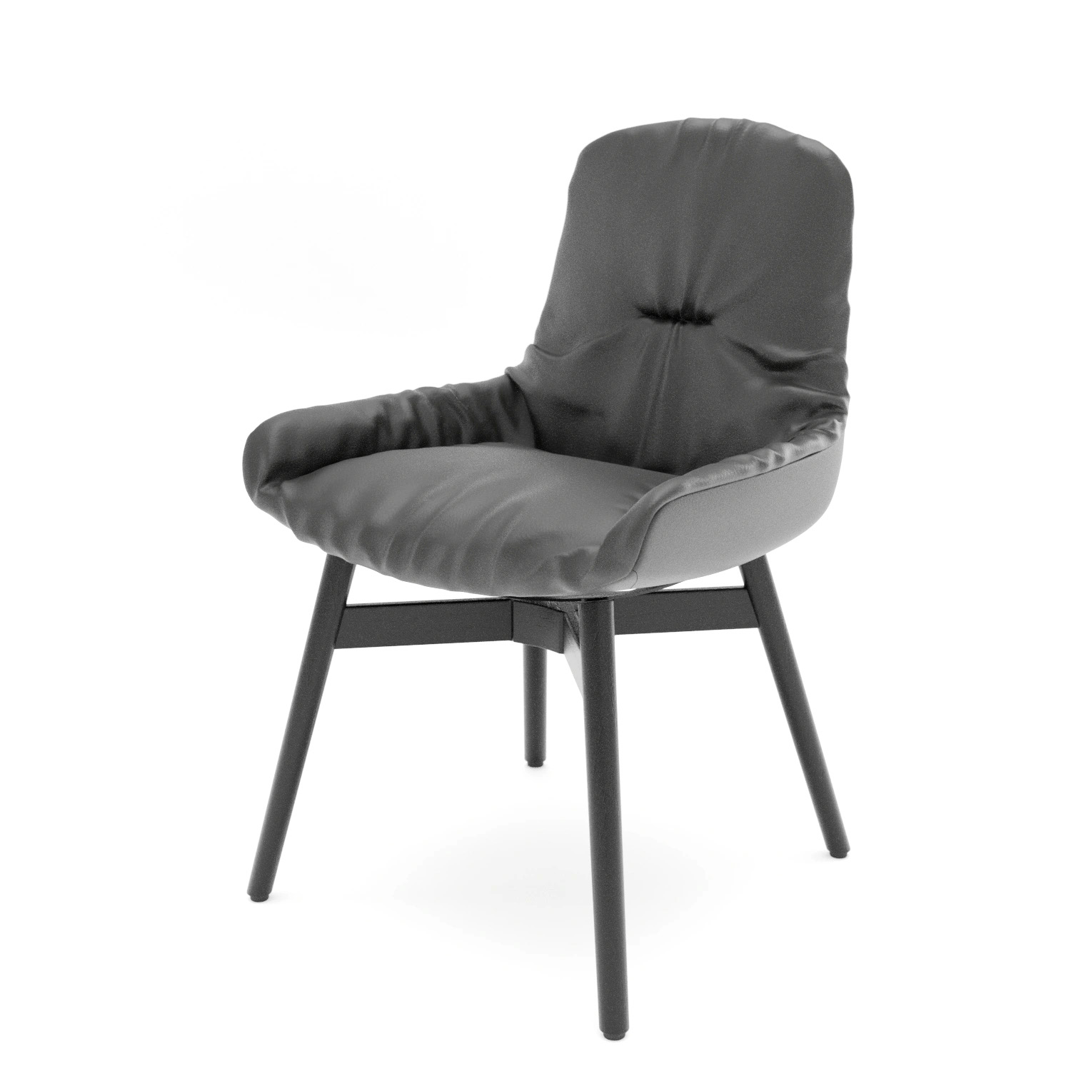 Leya Armchair Light Low - Aktion -10% - Leder Sahara ebony | Gestell Leya : Holz-Kreuzzarge schwarz 3.2.