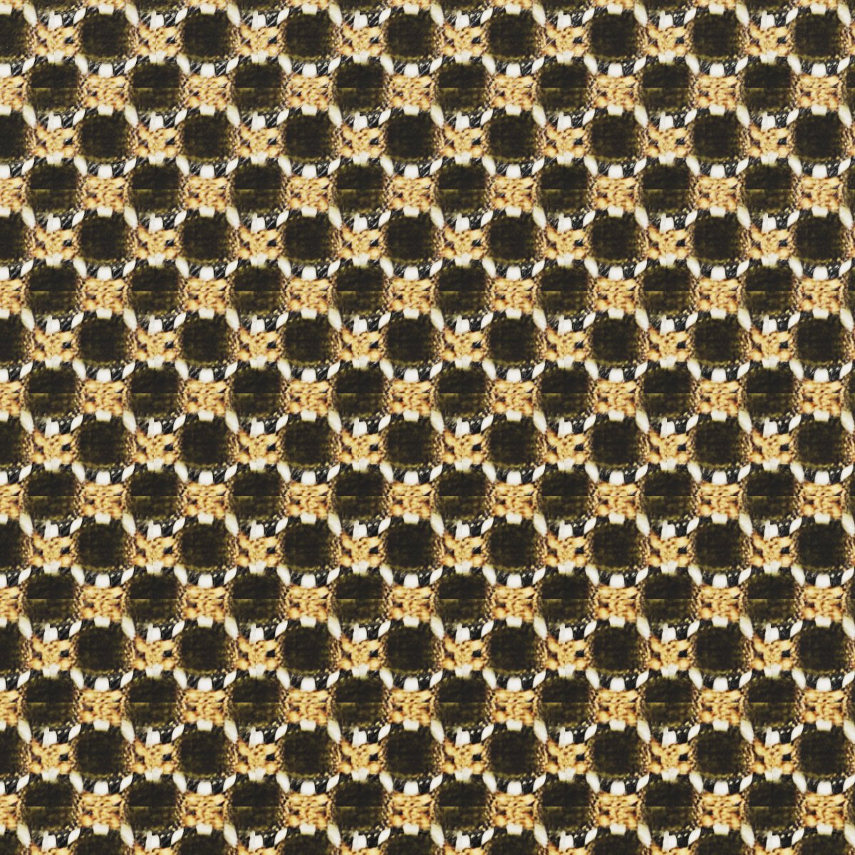Stoff Nobilis Raphael 73 Vert Kaki in Schwarz, Gold und Beige, Nahaufnahme des Musters