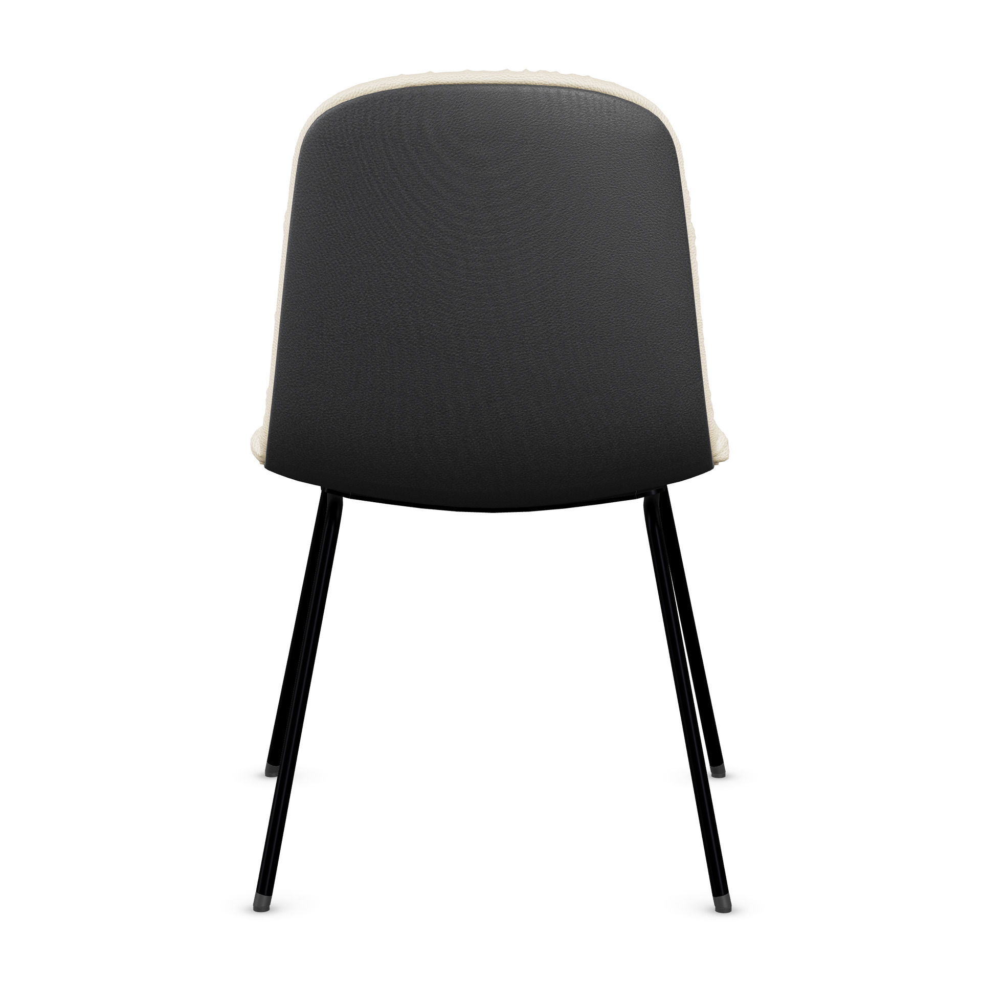 Leya Chair mit Rückseite in schwarzem Leder Orient Ebony, schwarzes Vierfußgestell, Rückansicht