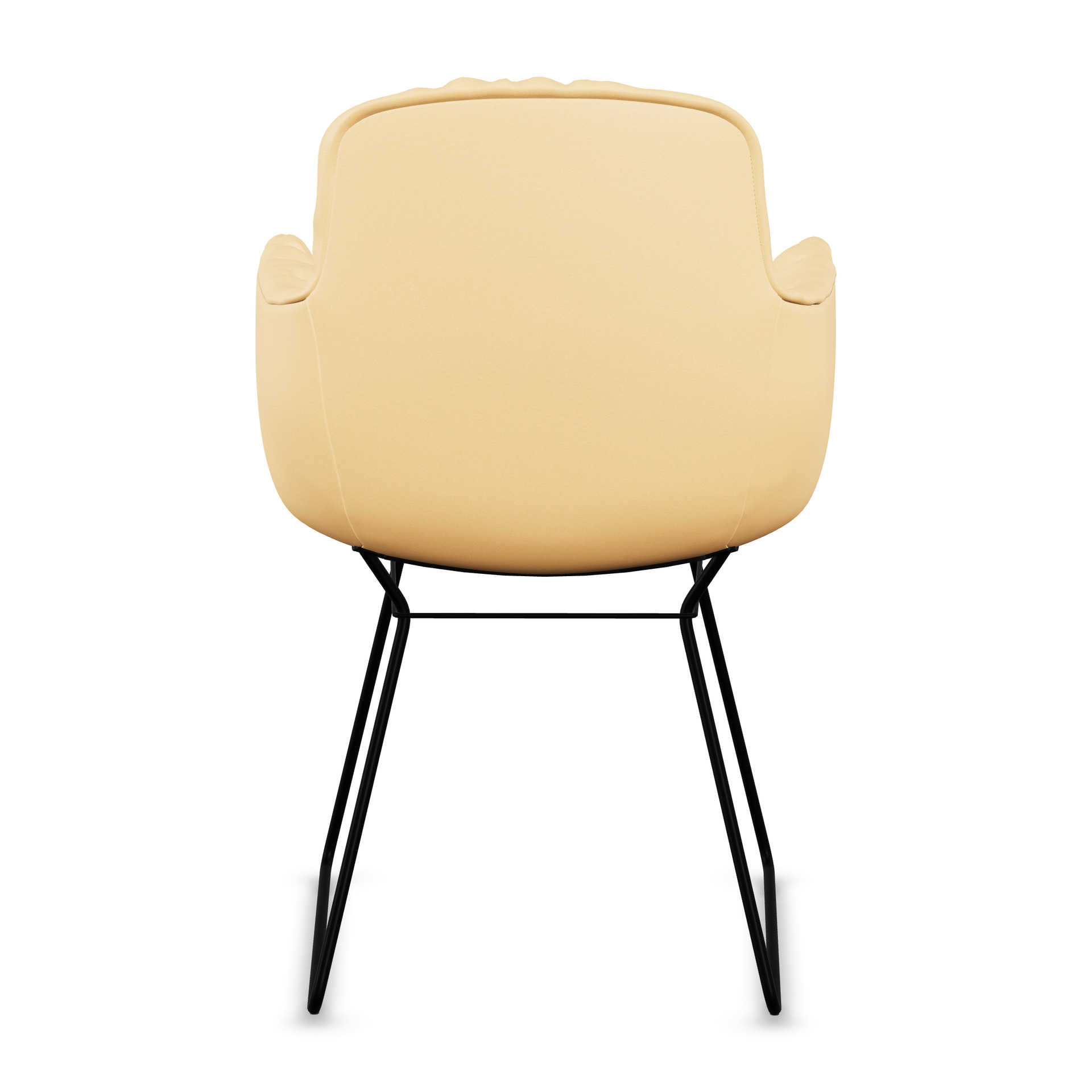 Leya Armchair High in hellem Leder Adora Champagne mit schwarzem Drahtgestell, Rückansicht