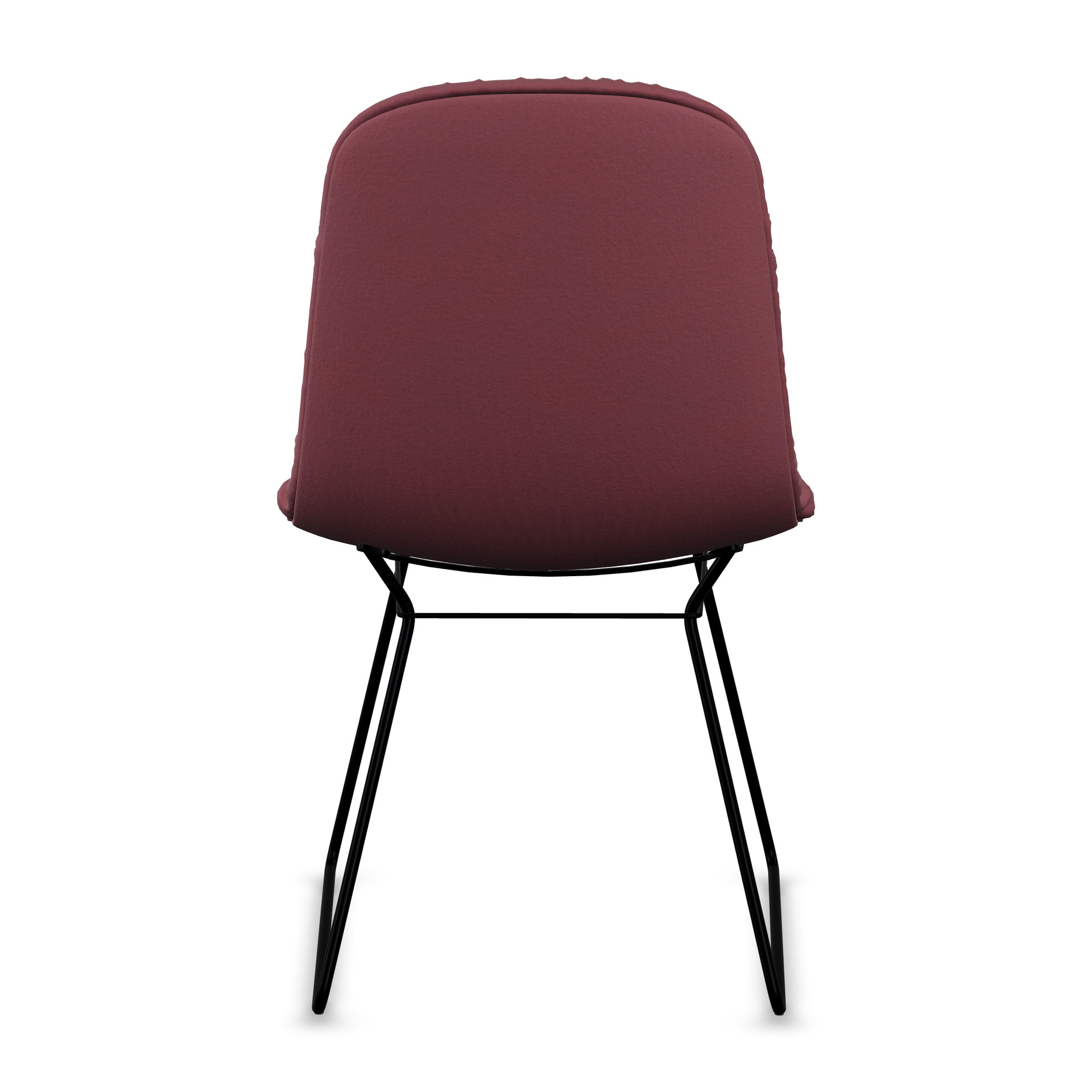 Leya Chair in bordeauxrotem Stoff Smart Bordeaux mit schwarzem Drahtgestell, Rückansicht