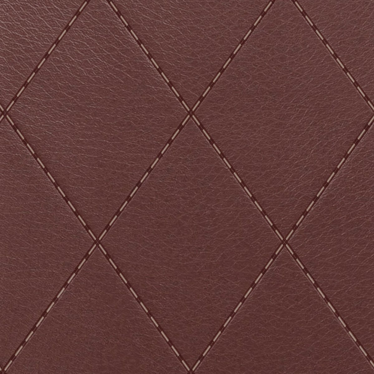 Leder Cayenne Merlot in Rotbraun mit Rautensteppung, Nahaufnahme