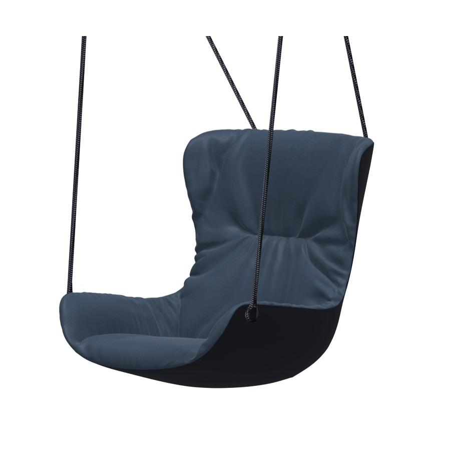 Leya Wingback Swing Seat - Stoff Smart Artique / Leder Orient ebony