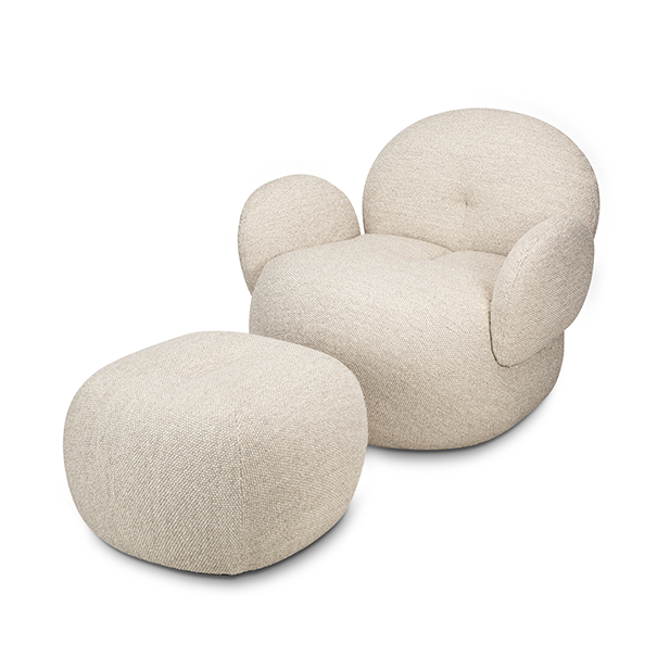 Nana Love Seat inkl. Pouf - Stoff Monza 99 - drehbar